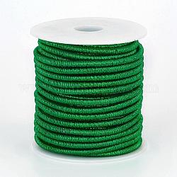 Cordón metálico de poliéster, con cadenas de hierro dentro de, verde, 4x3.5~4mm, aproximamente 18 yardas / rodillo