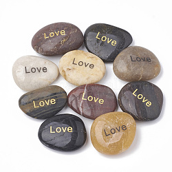 Натуральный речной камень пальмовый камень, карманный камень, самородки с любовью слова, 30~50x20~35x7~15 мм