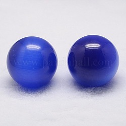 Cat Eye Sphere Ball Display Decoration, with Wood Base, Home Decoration, Blue, 38~40mm, Display Bases For Gemstone: 30x12mm