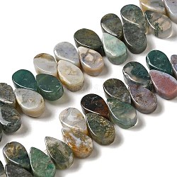Chapelets de perles en agate indienne naturelle, larme, top foré, 9~10x5~5.5x3.5~4mm, Trou: 0.7mm, Environ 40~48 pcs/chapelet, 7.09~7.28'' (18~18.5cm).