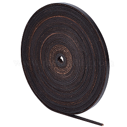 Cordons en cuir de vachette 10m gorgecraft, plat, noir, 6x2mm