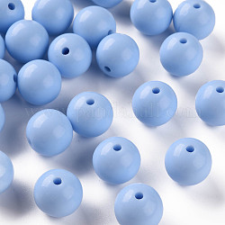Perline acrilico opaco, tondo, blu fiordaliso, 16x15mm, Foro: 2.8 mm, circa 220pcs/500g