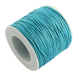 Cordones de hilo de algodón encerado ecológico, Cordones de macrame, Para la fabricación de joyas collar pulsera, medio turquesa, 1mm, aproximamente 100 yardas / rodillo