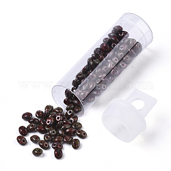 Perlas de semillas de 2-hoyo, Abalorios de cristal checas, Estilo opaco de pintura para hornear, ladrillo refractario, 5x3.5~3.8x2.5~2.8mm, agujero: 0.9 mm, aproximamente 10 g / botella