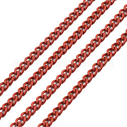 Électrophorèse chaînes de fer tordues, non soudée, avec bobine, couleur unie, ovale, firebrick, 3x2.2x0.6mm, environ 328.08 pied (100 m)/rouleau