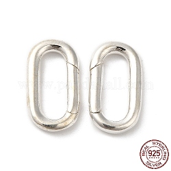 925 anillos de puerta de resorte de plata esterlina, oval, con 925 sello, plata, 17x9.5x2.5mm