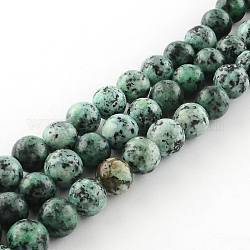 Gefärbte natürliche Sesam Jaspis runde Perlen Stränge, dunkles Seegrün, 10 mm, Bohrung: 1 mm, ca. 38 Stk. / Strang, 14.9 Zoll