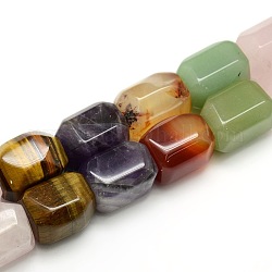 Natural Faceted Gemstone Column Bead Strands, 20~22x15~17x15mm, Hole: 1.8~3mm, about 19pcs/strand, 15.35inch