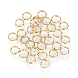 304 anelli portachiavi in ​​acciaio inox, anelli di salto a doppio anello, oro, 6x1.4mm, circa  4.6mm diametro interno