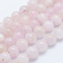 Natural Morganite Beads Strands, Round, Grade AB, 8~8.5mm, Hole: 1mm, about 51pcs/strand, 15.7 inch(40cm)