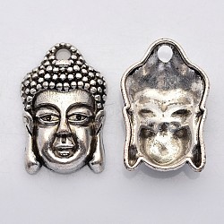 Metal Alloy Pendants, Lead Free and Cadmium Free & Nickel Free, Buddha, Antique Silver, 26x18x6mm, Hole: 2mm