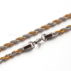 304 in acciaio inossidabile collane a catena corda, oro & colore acciaio inossidabile, 23.6 pollice (59.9 cm), 3.8mm