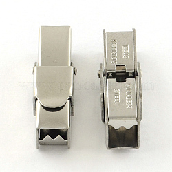 Smooth Surface 201 Stainless Steel Watch Band Clasps, Stainless Steel Color, 25x7x8mm, Hole: 5x5mm