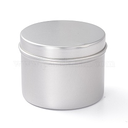 (Defective Closeout Sale: Scratched) Round Aluminium Tin Cans, Aluminium Jar, Storage Containers for Cosmetic, Candles, Candies, with Slip-on Lid, Platinum, 6.3x4.7cm, Capacity: 60ml(2.03fl. oz)