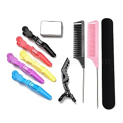 Juegos de herramientas para peinar el cabello, Incluye muñequera con pasador magnético de peluquería, pinzas de pelo de cocodrilo de plástico y peine de cola, color mezclado, 1pc / estilo