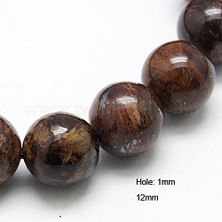 Natur Bronzit Perlen Stränge, Runde, 12 mm