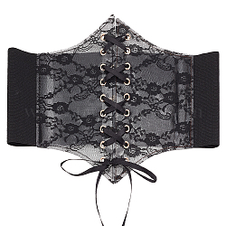 Cinture di corsetto elastiche larghe in tessuto, cintura in vita allacciata per donna ragazza, nero, 27-1/8 pollice (69 cm)