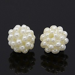 Abalorios de acrílico de la perla de imitación, redondo, blanco, 20mm, agujero: 1 mm, aproximamente 130 unidades / libra