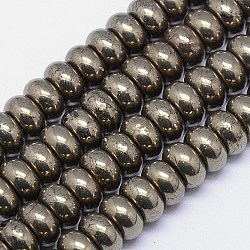 Natürliche Pyrit Perlen Stränge, Rondell, 10x6 mm, Bohrung: 1 mm, ca. 67 Stk. / Strang, 15.74 Zoll