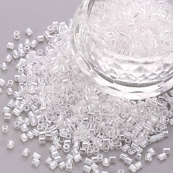 Glass tubulär Perlen, transparente Farben Glanz, Transparent, 2.5~3x2 mm, Bohrung: 0.9 mm, ca. 15000 Stk. / Pfund