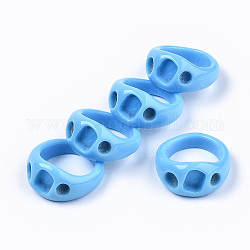 Undurchsichtige Harzfingerringe, Verdeck blau, uns Größe 7 (17.3mm)