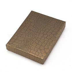 Coffrets de bijoux en carton motif python, avec une éponge noire, pour emballage cadeau bijoux, rectangle, café, 16.1x12.2x2.95 cm