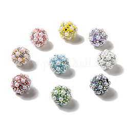 Perles de strass en argile polymère, avec perle d'imitation, ronde, couleur mixte, 17~17.5 mm x 17  mm, Trou: 1.6mm