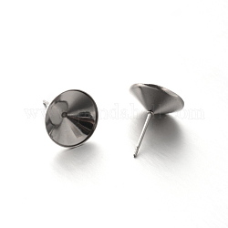 304 acero inoxidable aretes para aretes de rhinestone de rivoli, color acero inoxidable, 12.5mm, pin: 0.6 mm, aptos para 12 mm de diamante de imitación