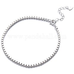 925 pulsera de cadena de caja de plata esterlina para mujeres adolescentes, Platino, 6-3/4 pulgada (17 cm)