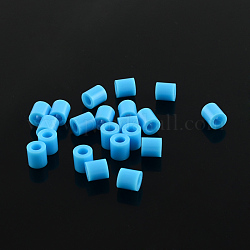 PE perles à repasser, perles de Melty bricolage, Tube, bleu profond du ciel, 5x5mm, Trou: 3mm, environ 8000 pcs/500 g