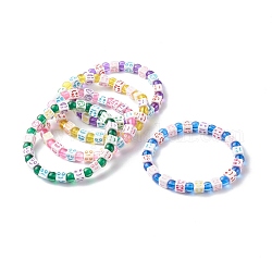 Cube artisanal avec bracelet extensible en perles acryliques à expression mixte pour enfant, avec des perles rondes transparentes, couleur mixte, diamètre intérieur: 1-3/4 pouce (4.5 cm)