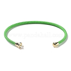 Fabrication de bracelet manchette en acier inoxydable, avec accessoire en laiton de ton doré, pour la moitié de perles percées, lime, diamètre intérieur: 1-3/4x2-3/8 pouce (4.6x6 cm), pin: 1 mm