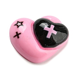 Cabujones de resina opaca negra y rosa, para la fabricación de la joya, corazón, 17.5x22x8.5mm