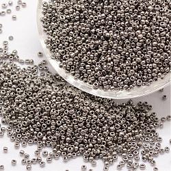 12/0 Perlas de semillas de vidrio, Grado A, redondo, colores opacos, gris, 1.8~2.0mm, agujero: 0.8 mm, aproximamente 28000 unidades / libra