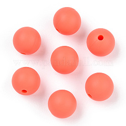 Food Grade Eco-Friendly Silicone Beads, Chewing Beads For Teethers, DIY Nursing Necklaces Making, Round, Coral, 8mm, Hole: 2mm