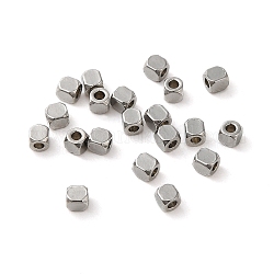 201 perline in acciaio inossidabile, cubo, colore acciaio inossidabile, 2x2x2mm, Foro: 1 mm