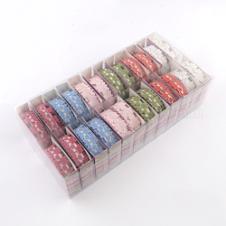 Decorative Self Adhesive Tape Flower Shape Fabric Cords, Mixed Color, 18mm, about 1m/roll, 24rolls/box