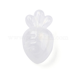 Acrylique opaque avec perles de poudre scintillantes, carotte, blanc, 32x18x15.5mm, Trou: 3.5mm