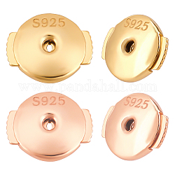 Creatcabin 2 пара 2 цвета ушные гайки из стерлингового серебра, спинки для серьги, разноцветные, 6x7x1.5 мм, отверстие : 1.2 мм, 1pair / цвет