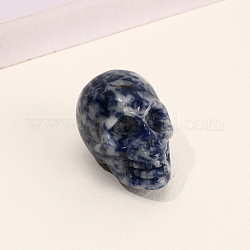 Décorations d'exposition de figurines de crâne en jaspe à points bleus naturels, ornements en pierre d'énergie, 40x25x27mm