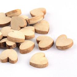 Незаконченные деревянные бусы, натуральные деревянные бусы, без отверстия , сердце, papayawhip, 9.5x10x4 мм