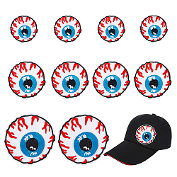BENECREAT 10Pcs 3 Style Bloodshot Eyeball Iron on/Sew on Patches, Embroidered Cloth Appliques, Costume Accessories, Mixed Color, 47~88.5x1.5~2mm