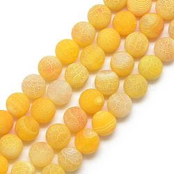 Fili di perline in agata naturale, smerigliato, tinto, tondo, oro, 10~10.5mm, Foro: 1.5 mm, circa 37pcs/filo, 14.6 pollice