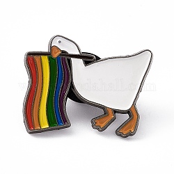 Rainbow Color Pride Flag Animal Enamel Pin, Brooches, Electrophoresis Black Alloy Brooch for Backpack Clothes, Duck Pattern, 24x28x2mm, Pin: 1.2mm