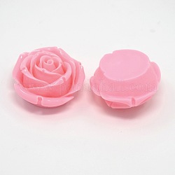 Pink Rose Flower Resin Flatback Beads, 35x20mm, Hole: 2mm