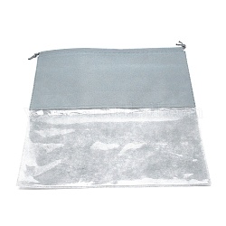 Sacchetti di stoccaggio con coulisse fai da te in tessuto non tessuto vuoto, con finestra in plastica trasparente, per regali e borse della spesa, grigio, 45x45x0.06~0.45cm