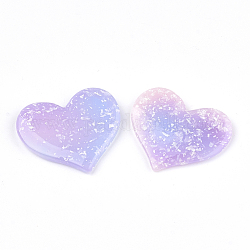 Cabuchones de resina opacos, corazón, lila, 30x35x4mm