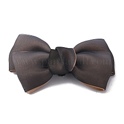 Polyester Bowknot Shoe Decorations, Detachable Shoe Buckle Clips, with Iron Findings, Dark Gray, 59x101x18mm