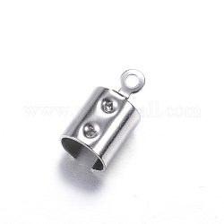304 Stainless Steel Cord End, Folding Crimp Ends, Fold Over Crimp Cord Ends, Stainless Steel Color, 12x6.5x6.5mm, Hole: 1.2mm