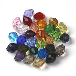 Imitation österreichischen Kristallperlen, Klasse aaa, facettiert, Doppelkegel, Mischfarbe, 6x9.5 mm, Bohrung: 0.7~0.9 mm